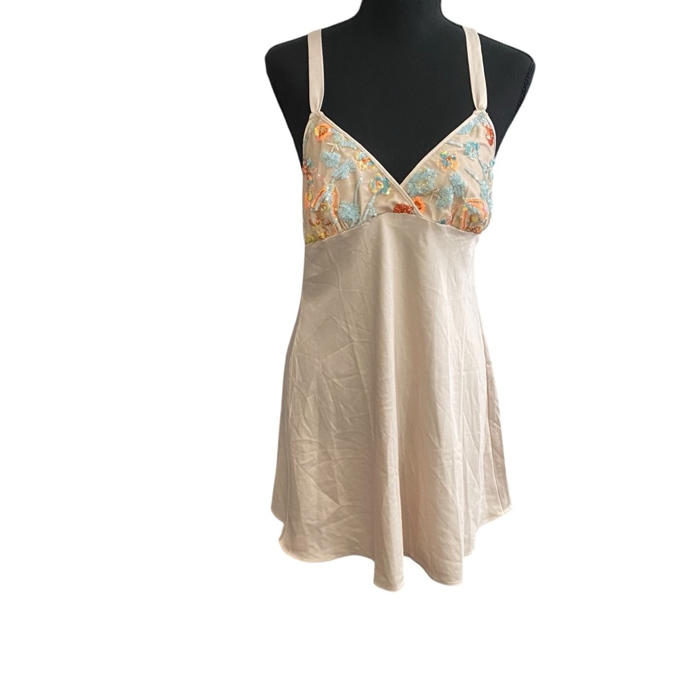 Rya Collection Sugar Champagne Floral Sequins Chemise Size M